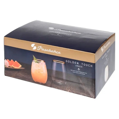 Set 6 bicchieri Amber con bordo oro da 35 cl