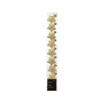 Box 9 stelle di Natale in vetro bianco lana lucide e opache H3 cm