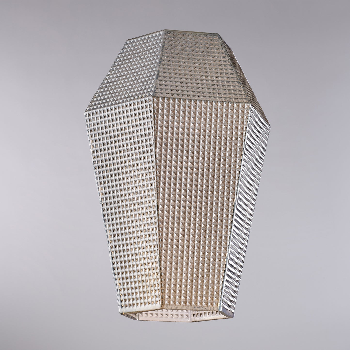 diffusore in vetro soffiato grigio specchiato con decoro in rilievo H.27 - Ø20