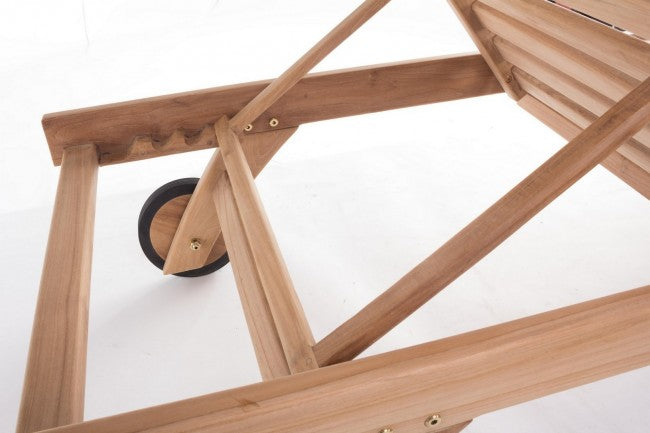 Sun Lounger with Wheels in Teak
