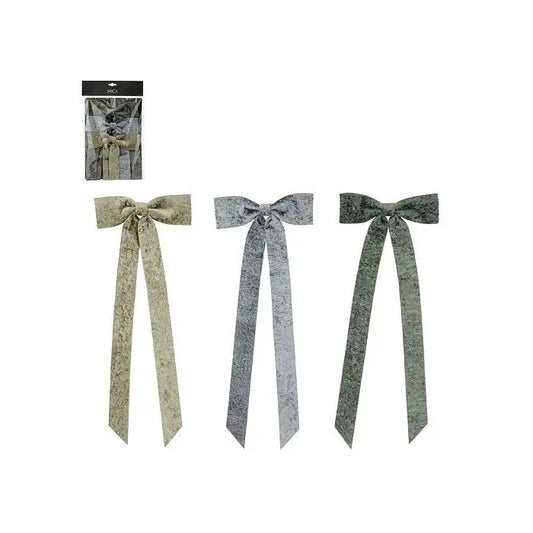 Set 3 fiocchi natalizi verde scuro. blu e verde 18.5 × H48 cm