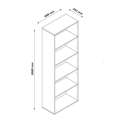 Bookcase with 5 concrete shelves 68.8x35.3x200 composed
