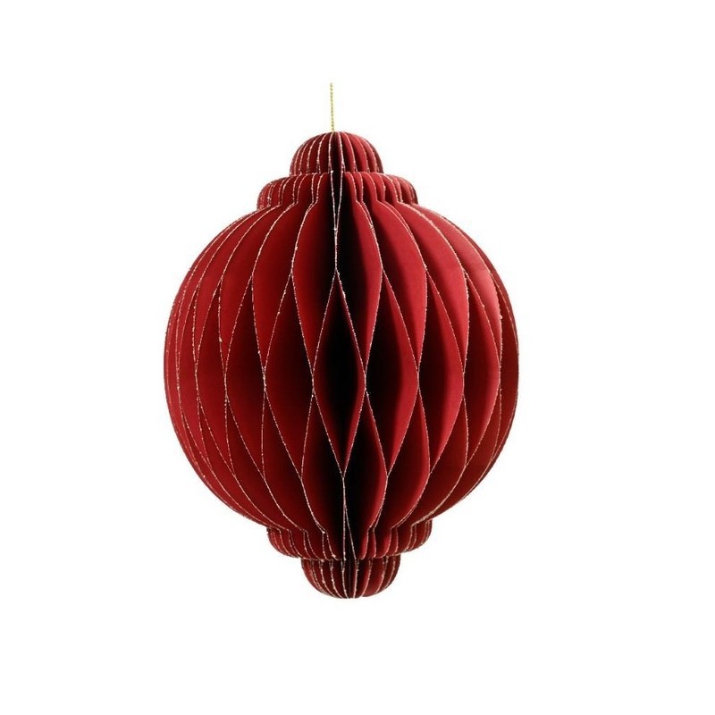 Ornamento natalizio a cipolla in carta rossa Ø15 × H20 cm