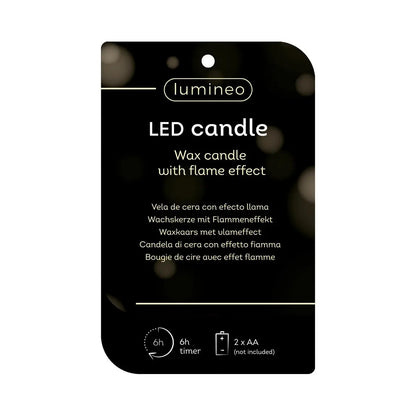 Candela in cera crema con LED Ø7,5 × H16 cm