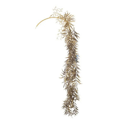 Ramo decorativo Edhel bambù nero e oro H100 cm