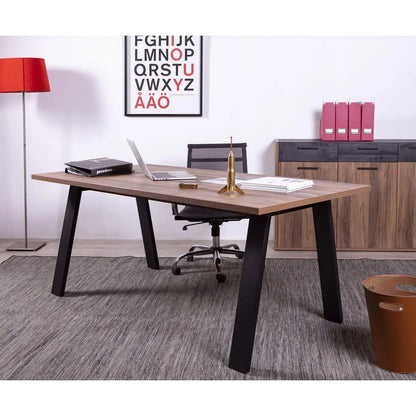 Da Vinci desk 180x90 cm black and Brera walnut