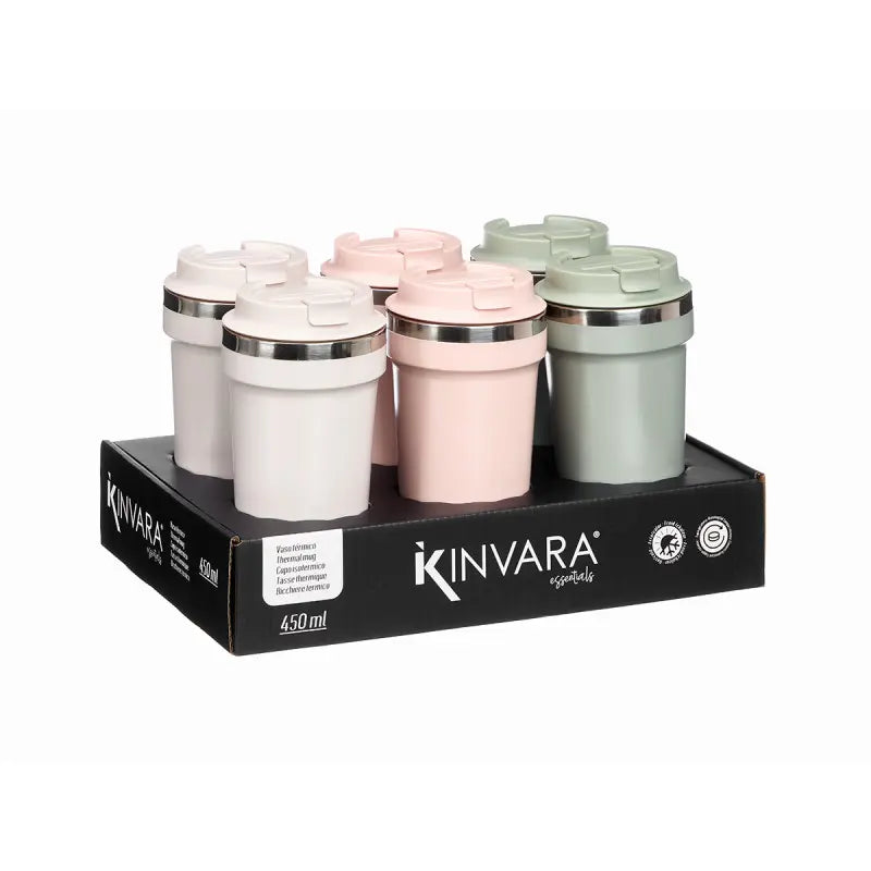 Thermal mug with lid 450 ml assorted colours