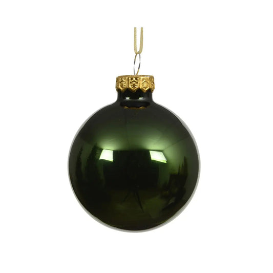 Sfera natalizia in vetro verde pino lucido Ø15 cm