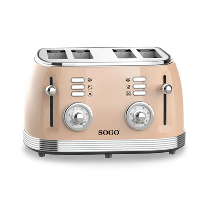 Tostadora retro beige 1500W 4 ranuras