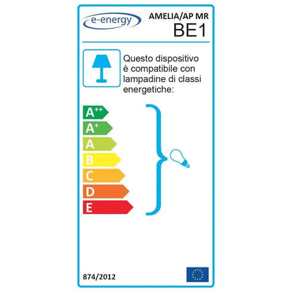 Applique Amelia 1 luce E14 marrone/oro con vetro spugnato bianco