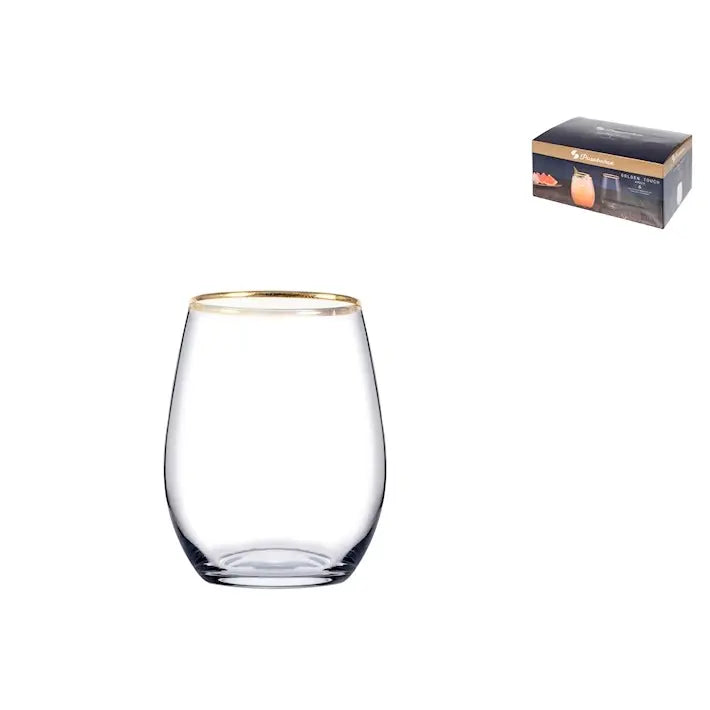 Set 6 bicchieri Amber con bordo oro da 35 cl