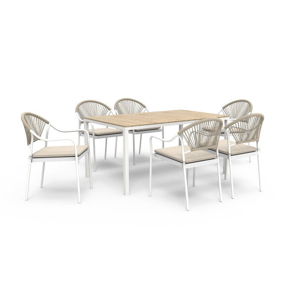 Conjunto de jardín Rhodes (1 mesa, 6 sillas)