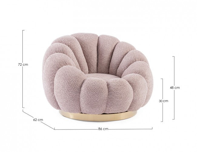 Poltrona girevole florel rosa antico 86x62x72