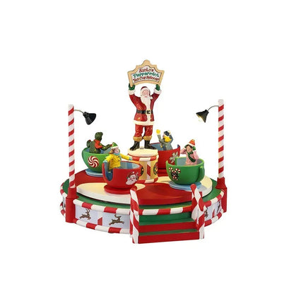 Lemax Santa’s Peppermint Teacup Spinner con tazze caramella 20 × 18,5 × H17,5 cm a batteria