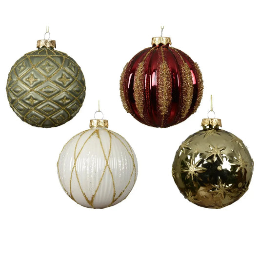 Sfera natalizia in vetro decorata multicolor Ø10 cm – 1 pezzo assortito