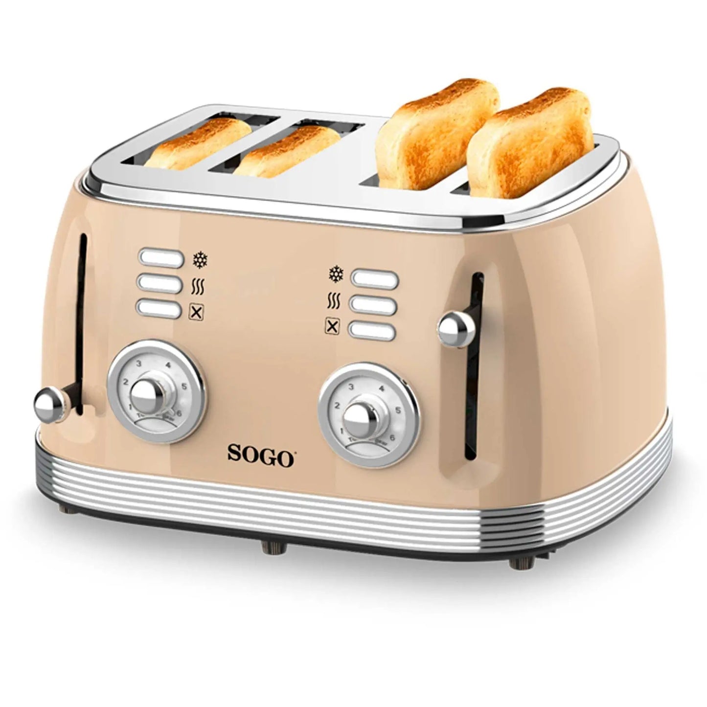 Tostadora retro beige 1500W 4 ranuras