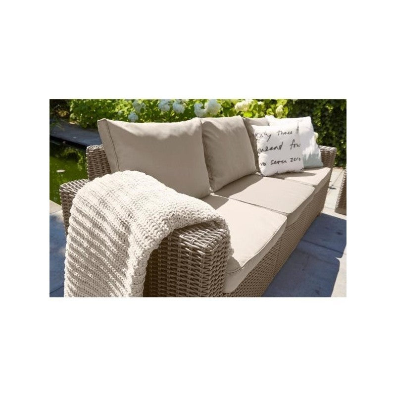 California Cappuccino 3-Seater Sofa - Dimensions: 198x68x71.5 cm