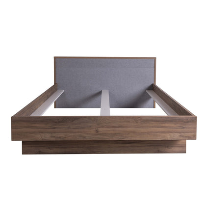 Audace Doppelbett Walnuss/Grau – Maße: 193,50 x 98,10 x 218 cm