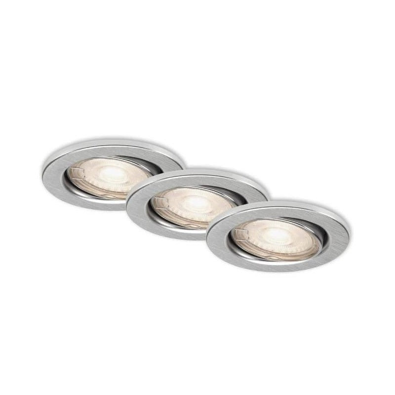 Set mit 3 verstellbaren Sten-Einbaustrahlern GU10 Ø 8,6 cm aus Aluminium