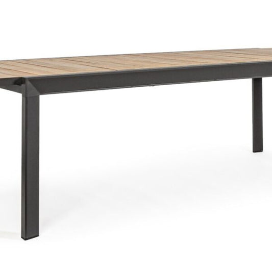 Tavolo allungabile Belmar in allluminio effetto legno cm220-340x100x75h