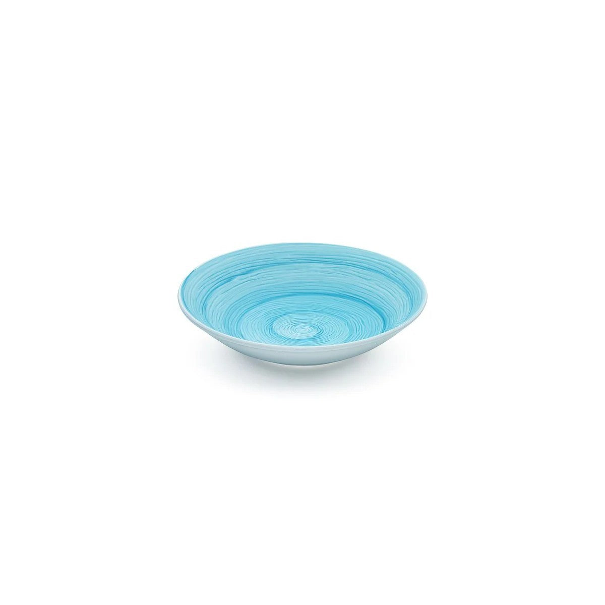 Türkisfarbener Memento-Tisch-Suppenteller aus handbemalter Keramik, Ø 23,5 cm