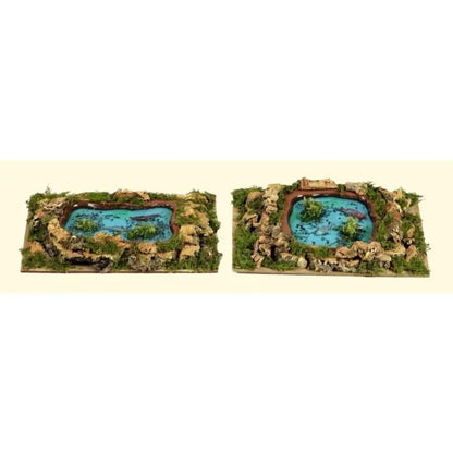 Lago per presepe con effetto acqua e pesci 20 × 14 × H3,5 cm – 1 pezzo assortito