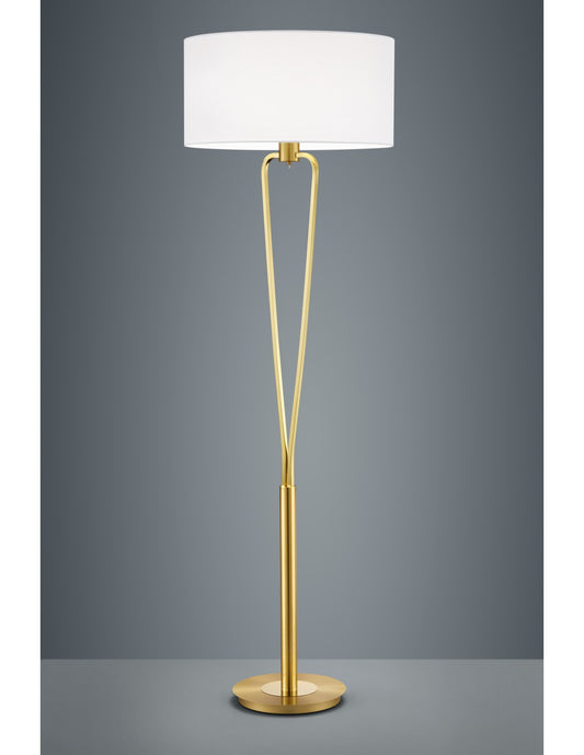 Piantana Paris II Ottone con Paralume Bianco Trio Lighting