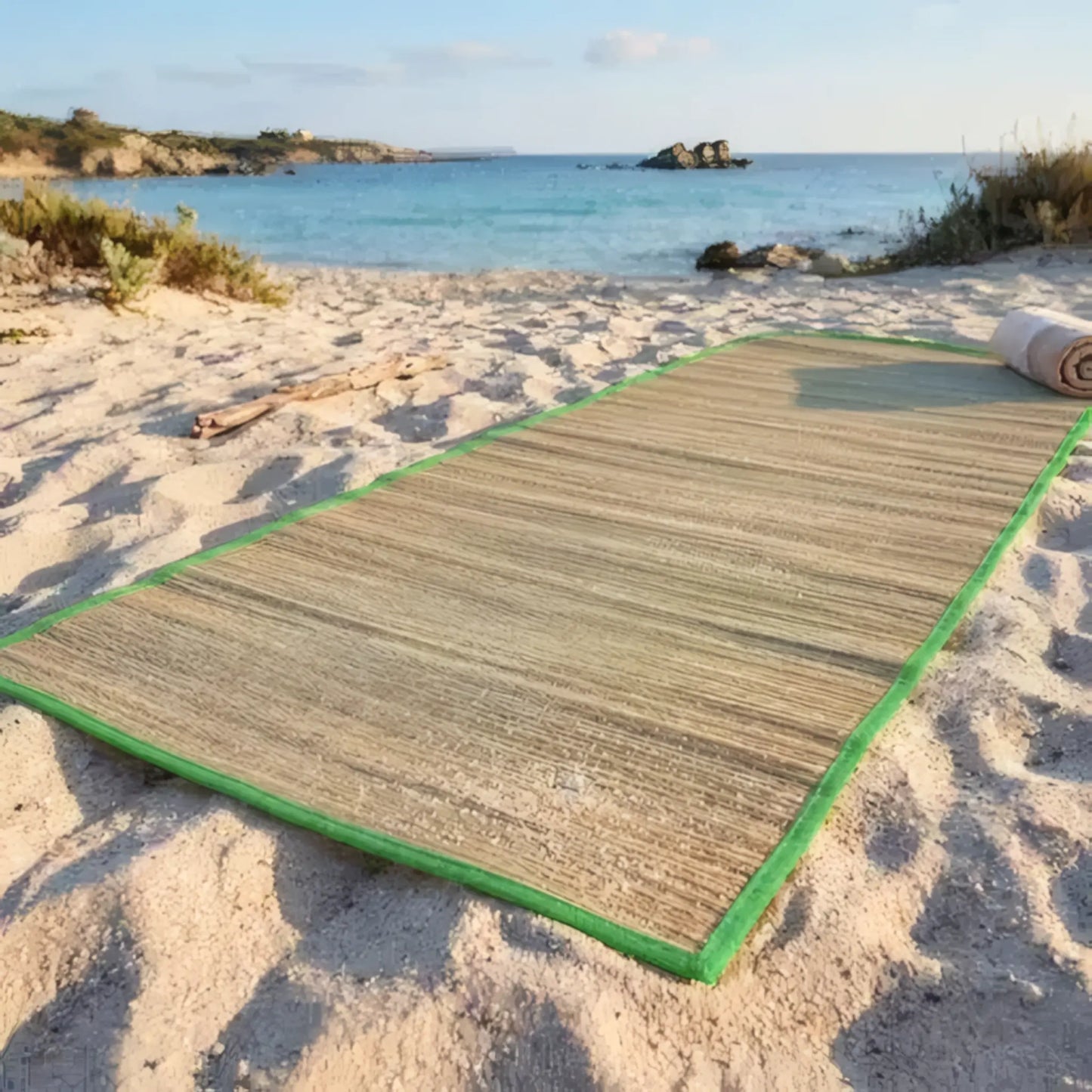 Stuoia in paglia intrecciata 70x180 cm con bordo rinforzato