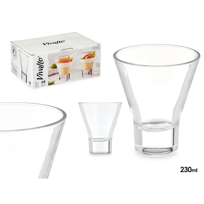 Vaso cónico con base transparente de 230 ml.