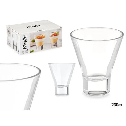 Vaso cónico con base transparente de 230 ml.