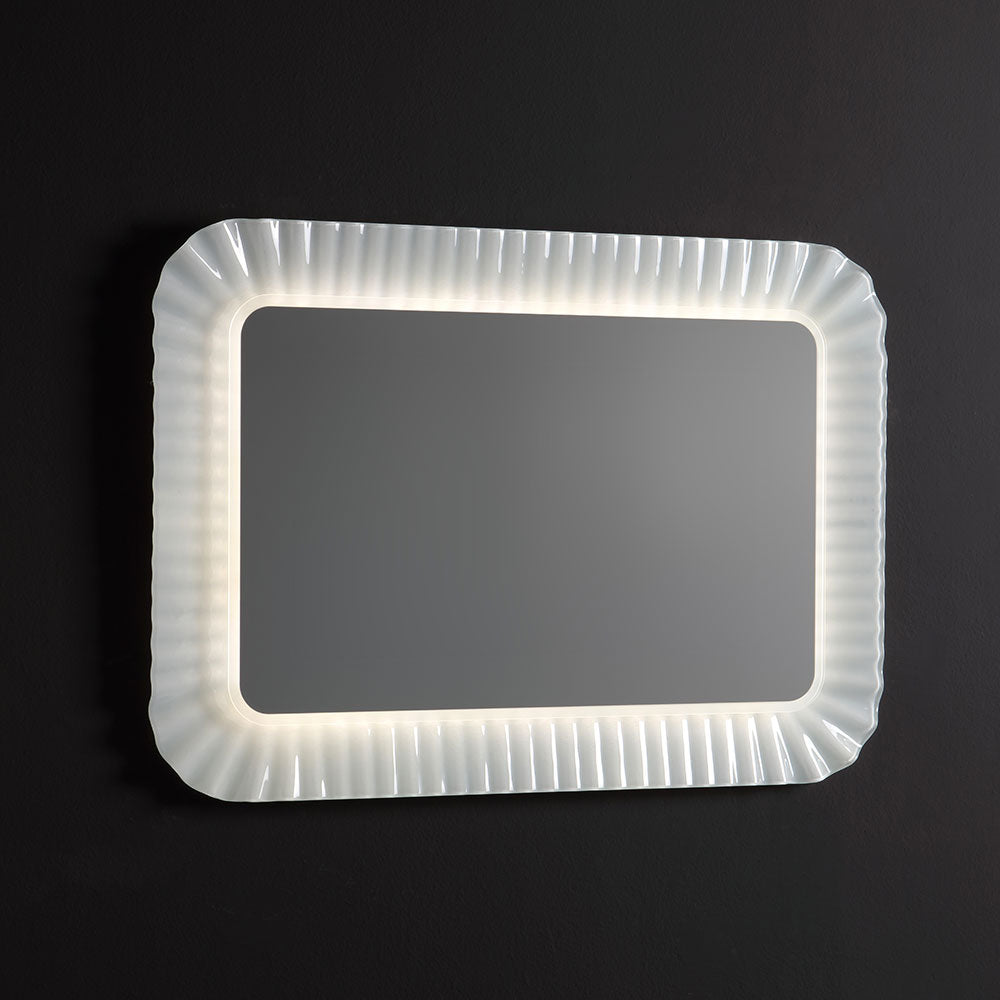Specchio con Cornice in Vetro Bianco 94x68 cm