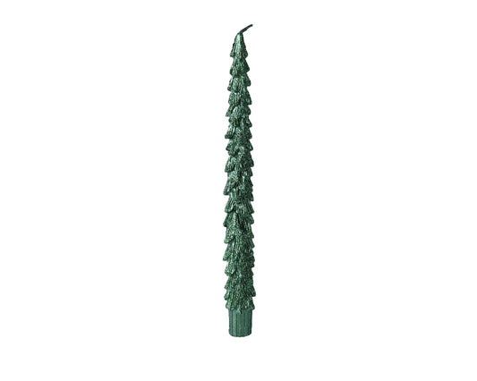 Green glittered candles H.25cm X Dia2.2cm