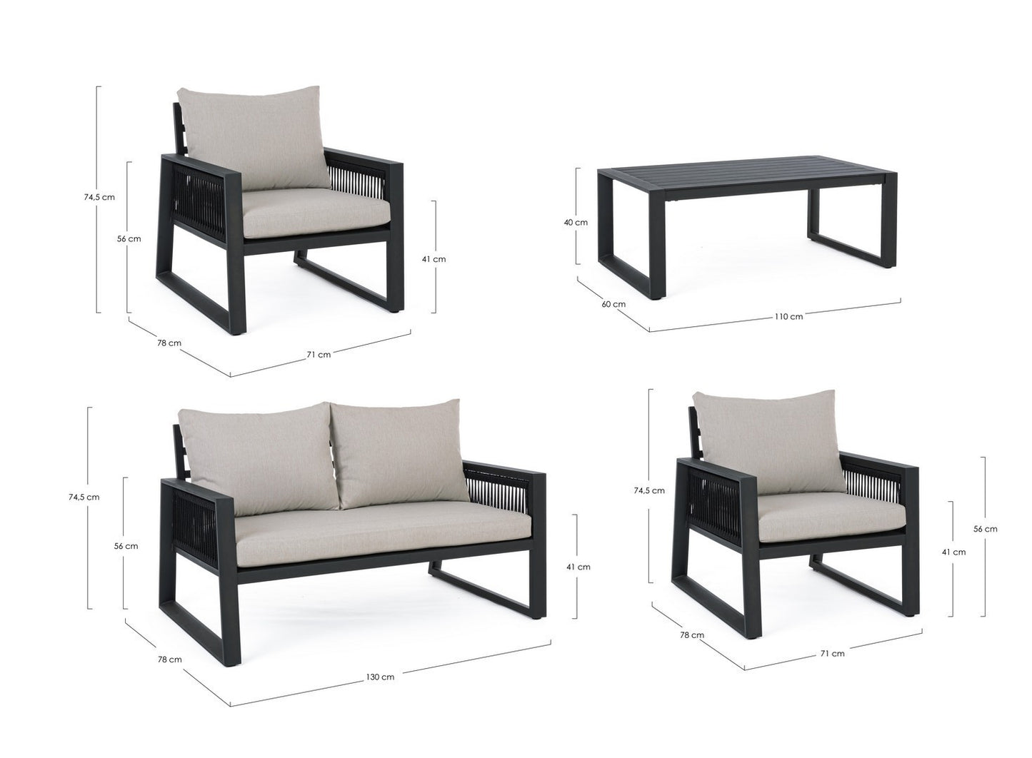 Captiva Anthracite Garden Lounge Set