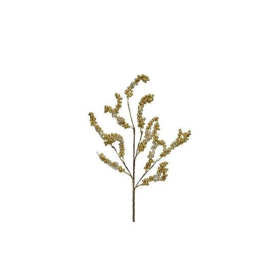 Ramo decorativo con bacche oro glitter H75 cm