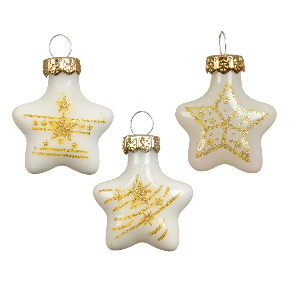 Box 9 stelle di Natale in vetro bianco lana lucide e opache H3 cm