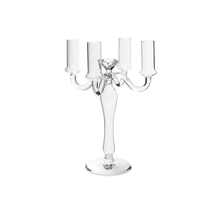 Candeliere in vetro trasparente a 4 fiamme h 26.5 cm