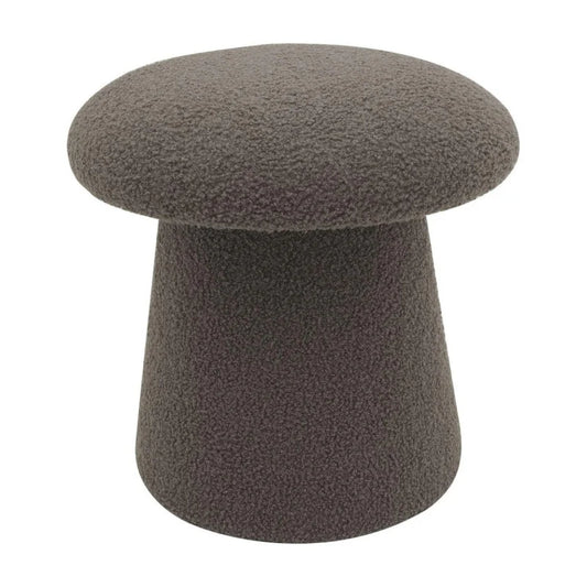 Pouf aus taubengrauem Teddy Mushy-Stoff, Ø 37 x H 38 cm