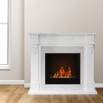 Camino a bioetanolo biocamino da terra TRUMAN Bianco effetto marmo L121 x P38 x H108