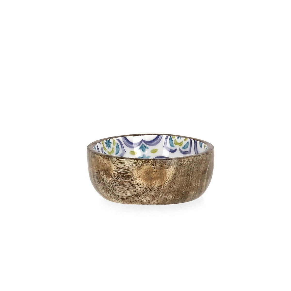Cuenco Bizzotto Sintra azul Ø9,5x4h con decoración de mayólica de madera de mango