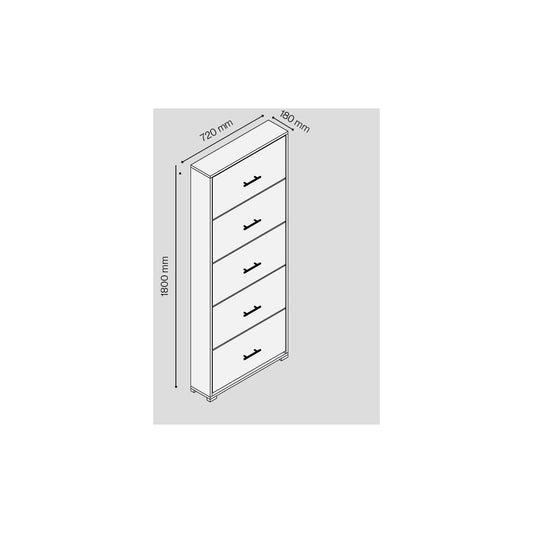 SCARPIERA 5 ANTE IN KIT BIANC CALDO MELAMINICO DA 18MM 180X720X1800HMM