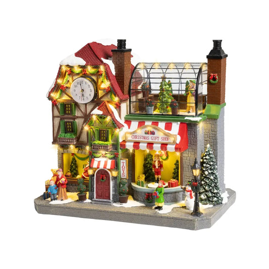Negozio Regali di Natale in poliresina con LED 23 × 44,5 × H38,5 cm