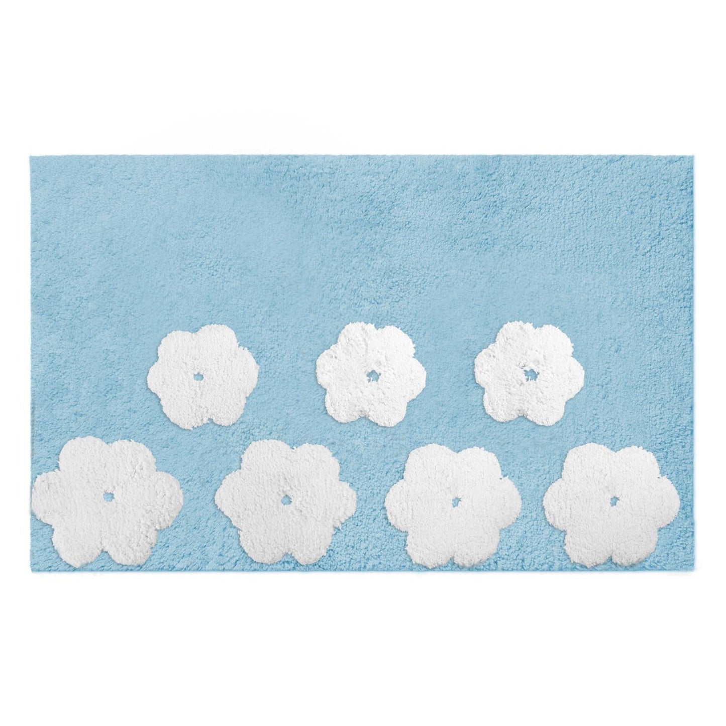 Tappeto bagno Fiori color acqua antiscivolo cm 50x80