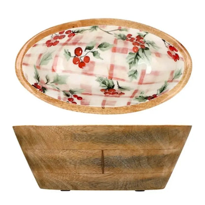 Centrotavola ovale in legno a tema natalizio 27 x 16 cm - 1 pezzo assortito