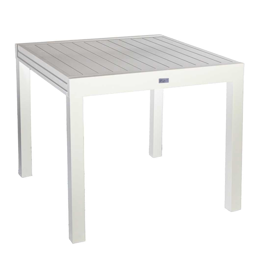 Sullivan extendable white aluminum table, 150/210x90xH.73 cm