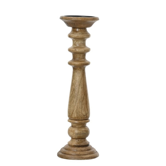 Candelabro in legno di mango naturale 15 × 15 × H46 cm