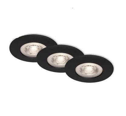 Set 3 faretti da incasso led 6,8 cm 5w 460lm nero