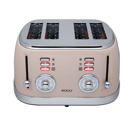 Tostadora retro beige 1500W 4 ranuras