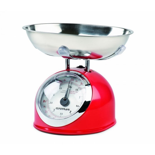 Red mechanical kitchen scale