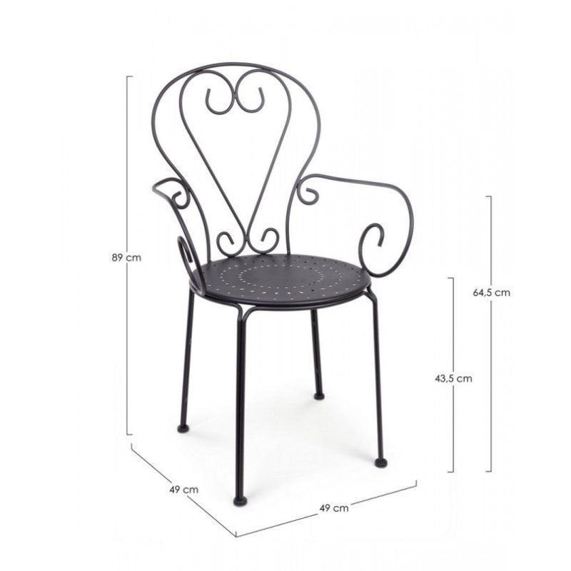 Etienne garden chair in steel 49x49xh89 cm