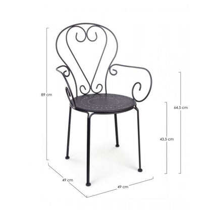 Etienne garden chair in steel 49x49xh89 cm
